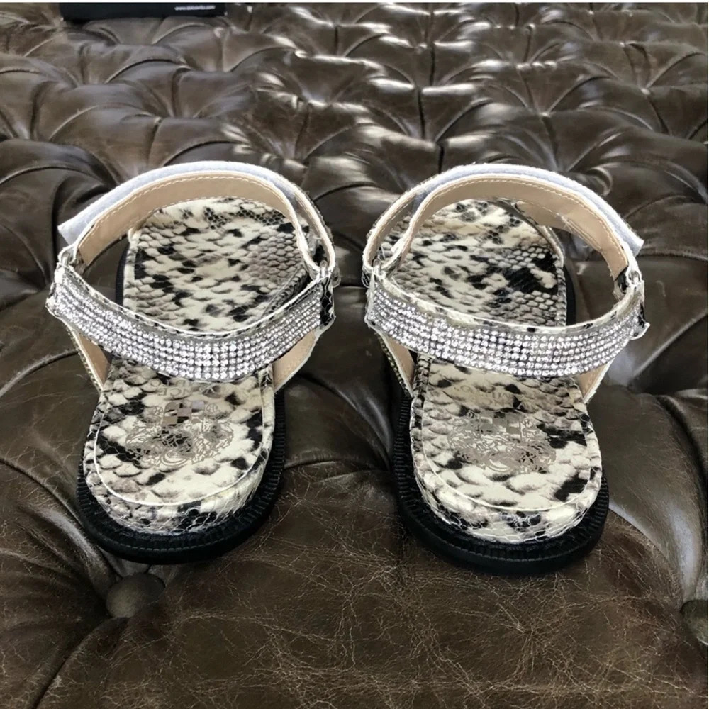 New Vince Camuto Arabelem Sandal Natural Snake leather crystal gem jeweled strap - Picture 14 of 14